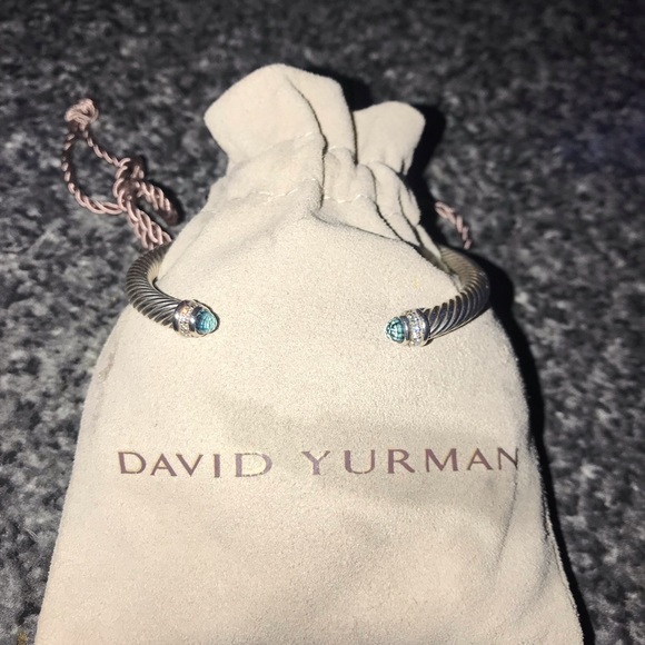 David Yurman Cable Classics Princess Bracelet with Blue Topaz and Pavé Diamonds - Picture 3 of 3